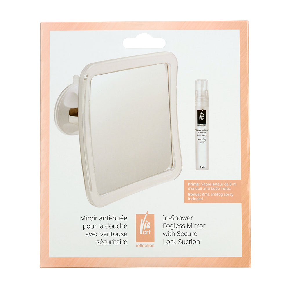 In-Shower Fogless Mirror with Secure Lock Suction - Vie Art