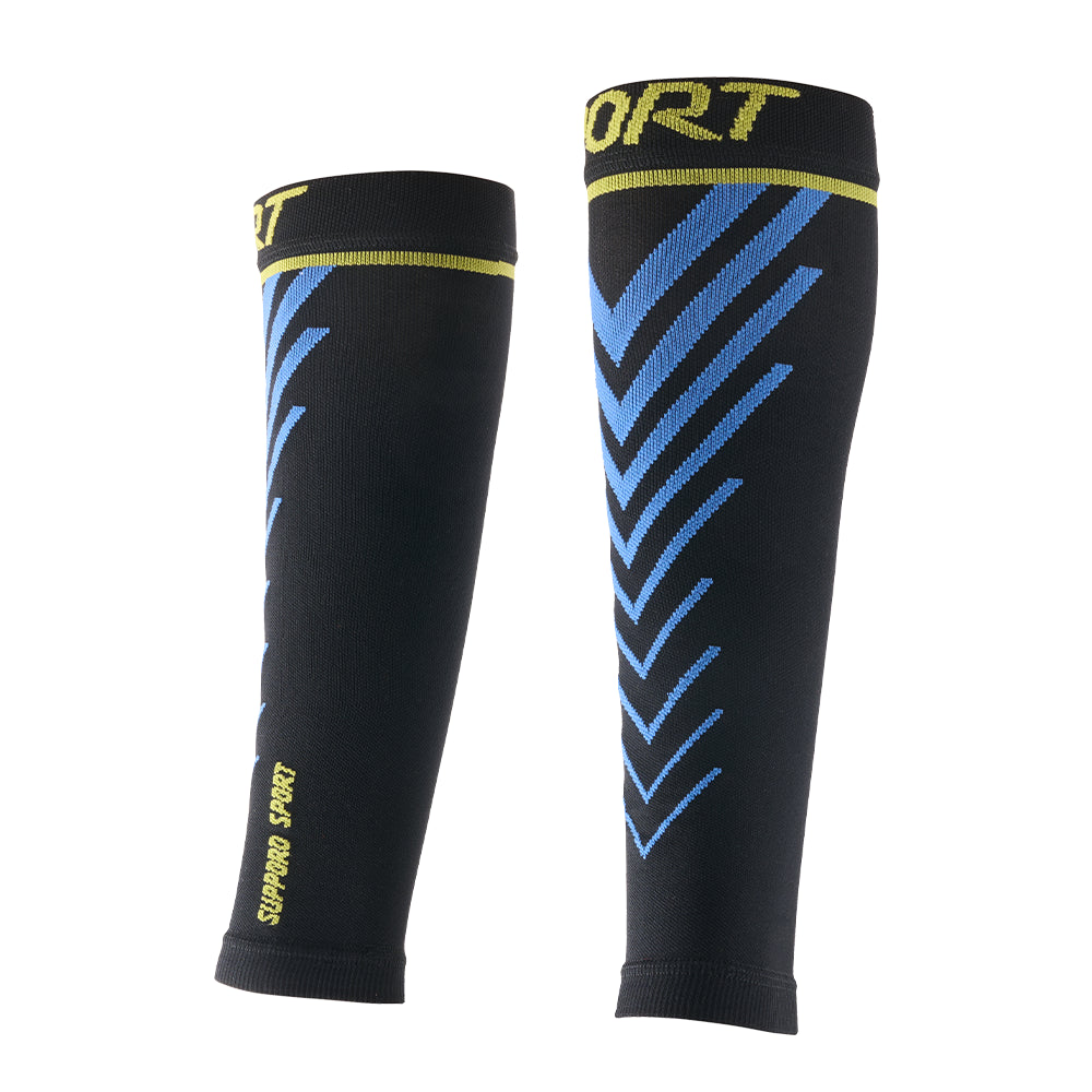 Supporo Unisex Sport Compression Calf Sleeves Black and Blue, 20-30mmHg