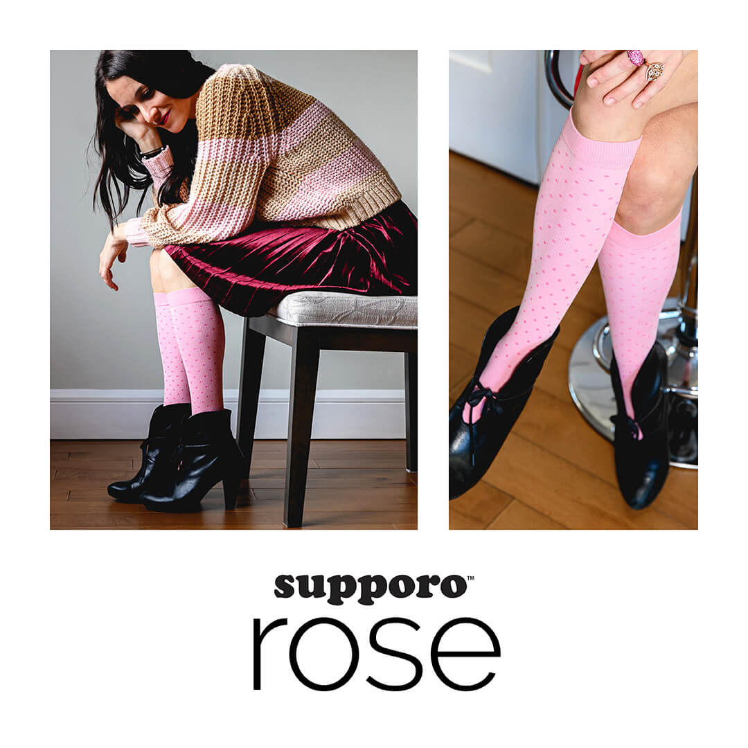 Pink Polka-Dot Compression Socks