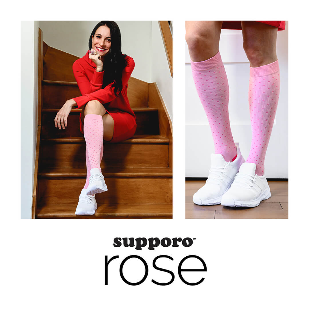Pink Polka-Dot Compression Socks
