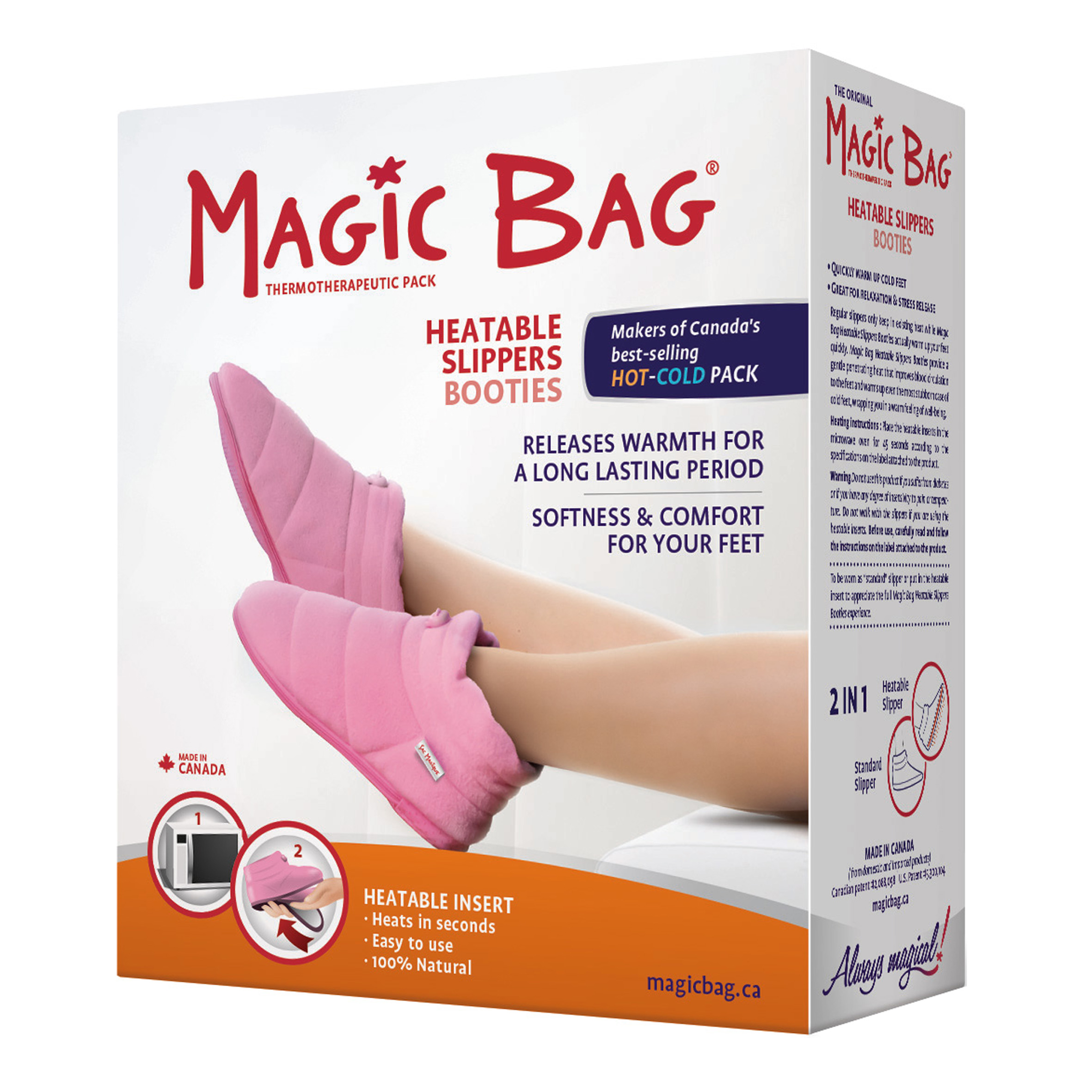 Magic Bag Heatable Slippers Booties Pink S/M