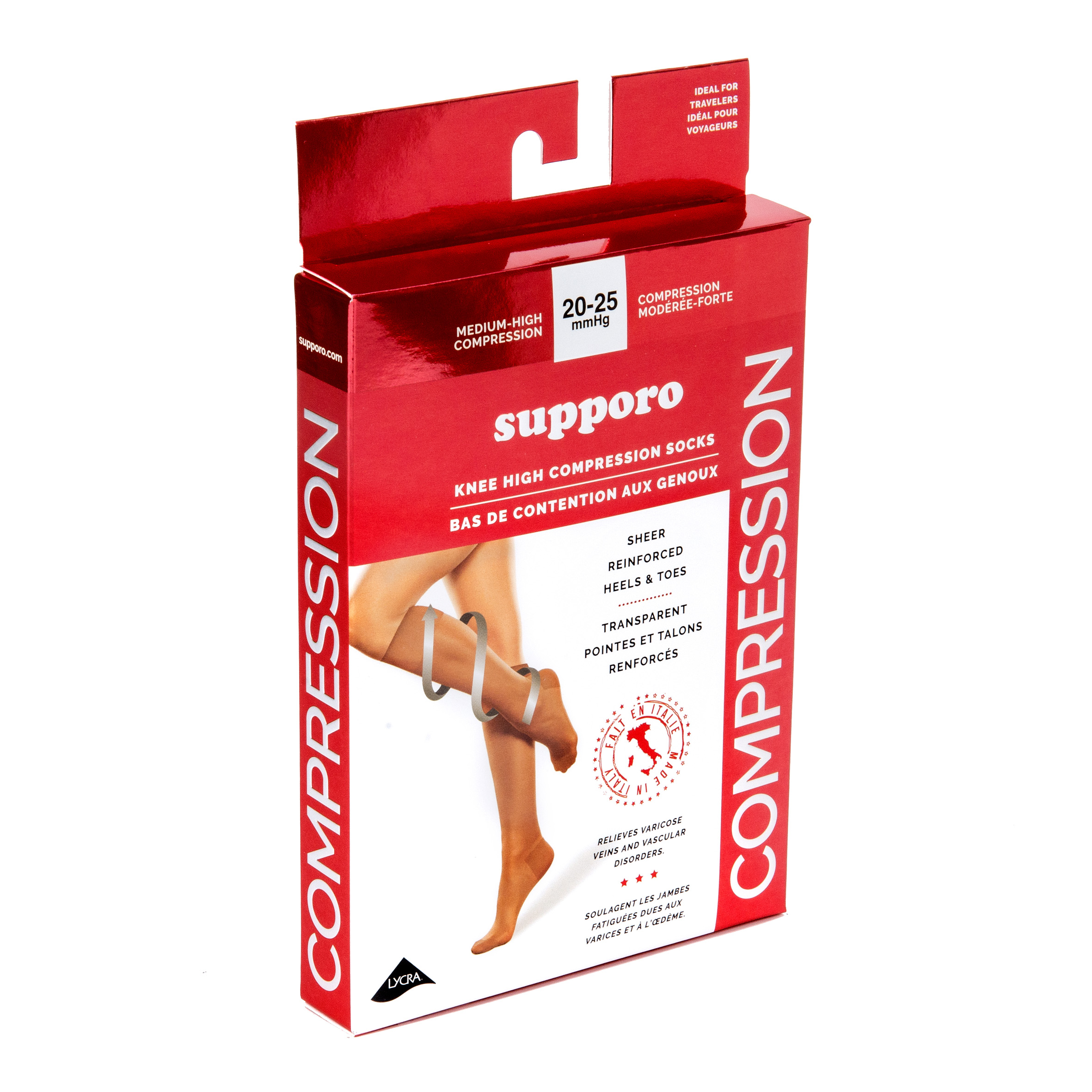 Supporo Sheer Knee-high Compression Socks, 20-25 mmHg