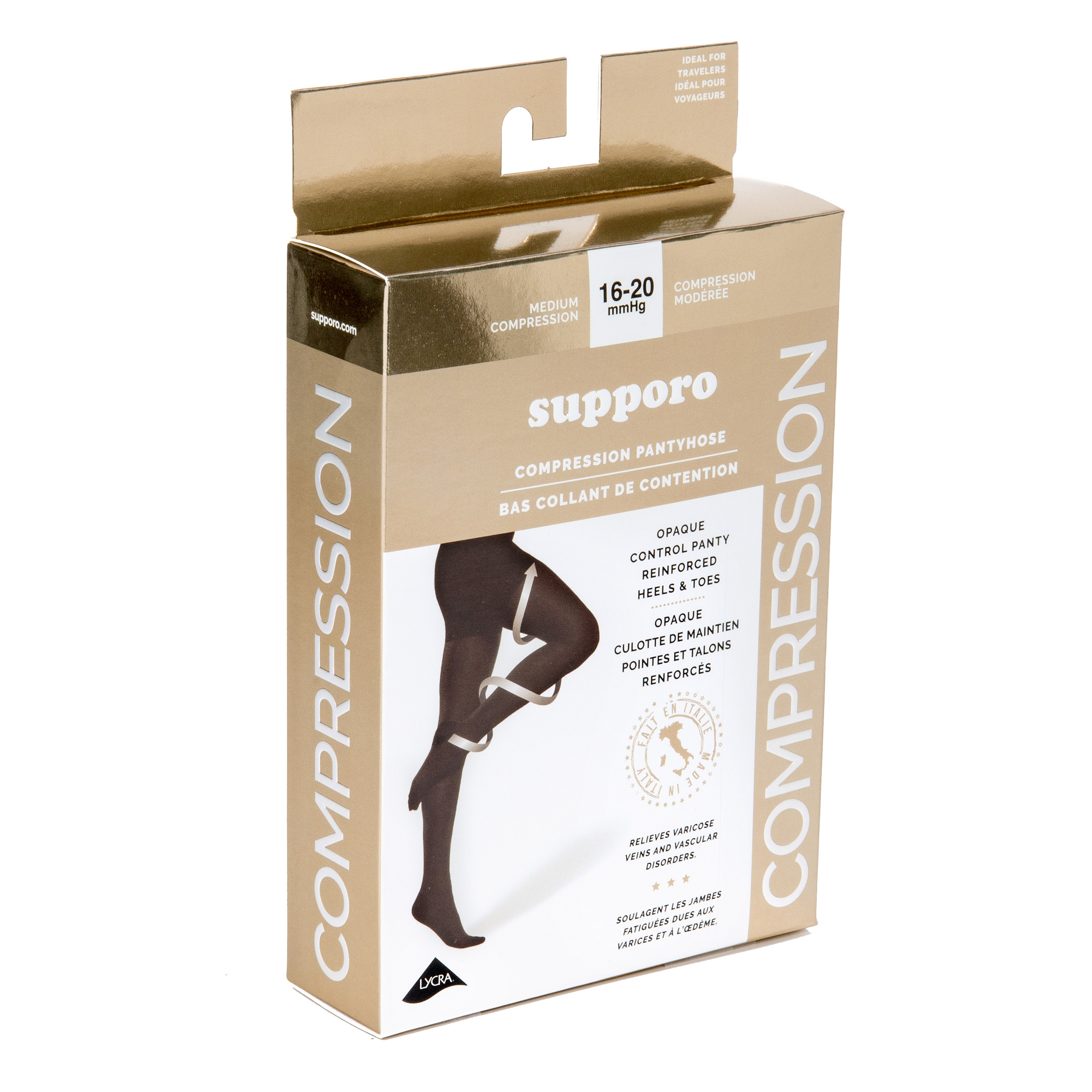 Supporo Opaque Compression Pantyhose, 16-20 mmHg