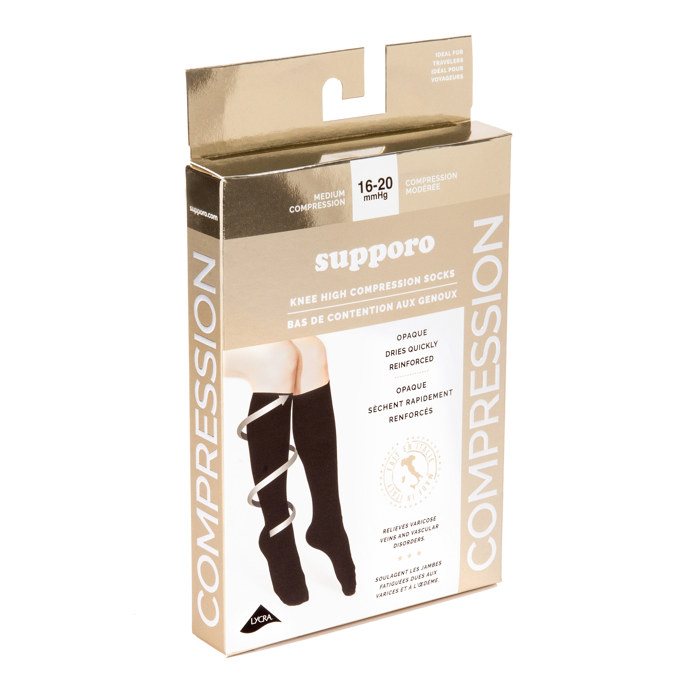 Supporo Opaque Knee-high Compression Socks, 16-20 mmHg