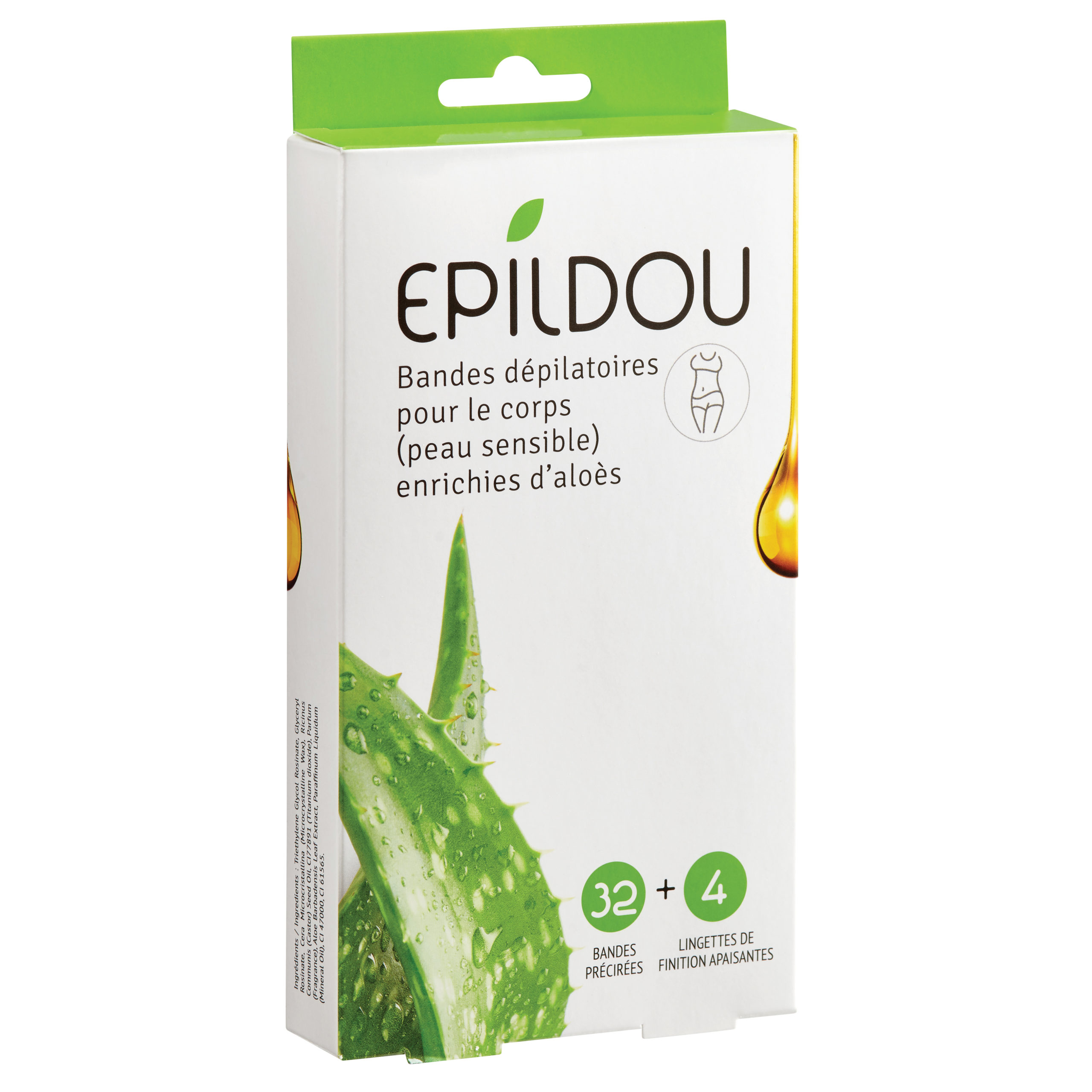 BODY DEPILATORY STRIPS ENRICHED WITH ALOE VERA