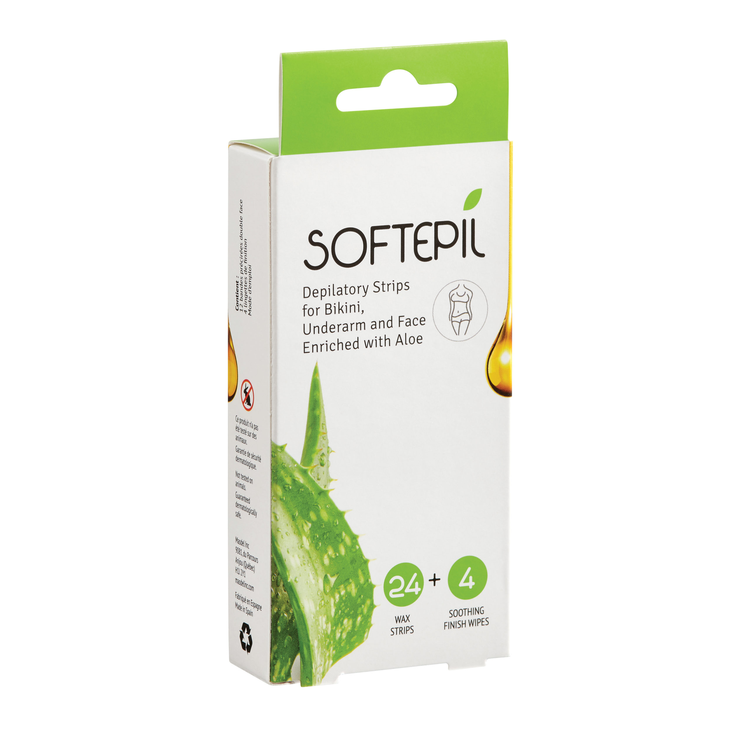 DEPILATORY STRIPS FOR bikini, underarm and face ENRICHED WITH ALOE VERA