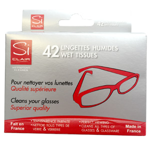 Siclair Wet tissues to clean eyewear, 42pcs