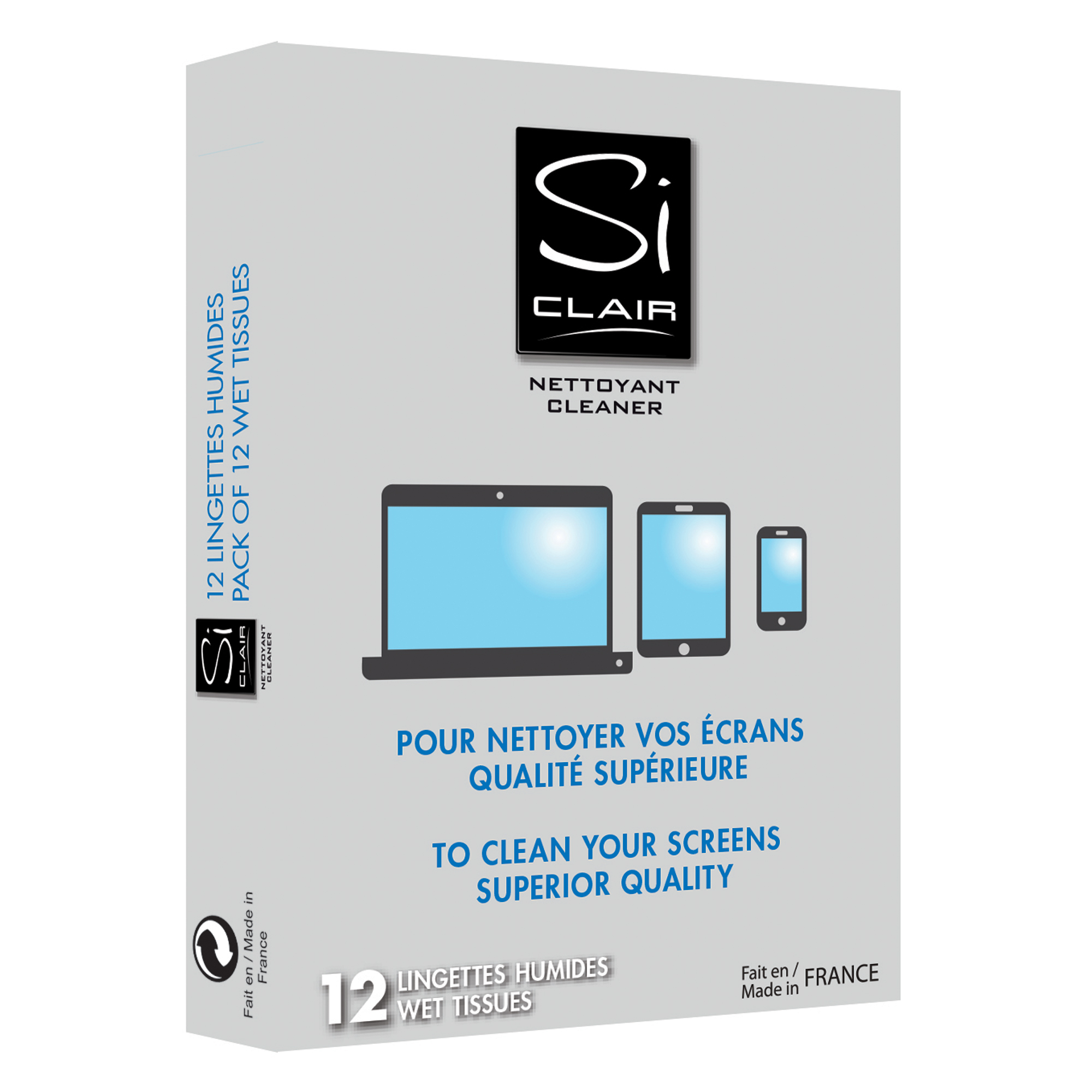 Siclair wet tissues to clean screens, 12pcs