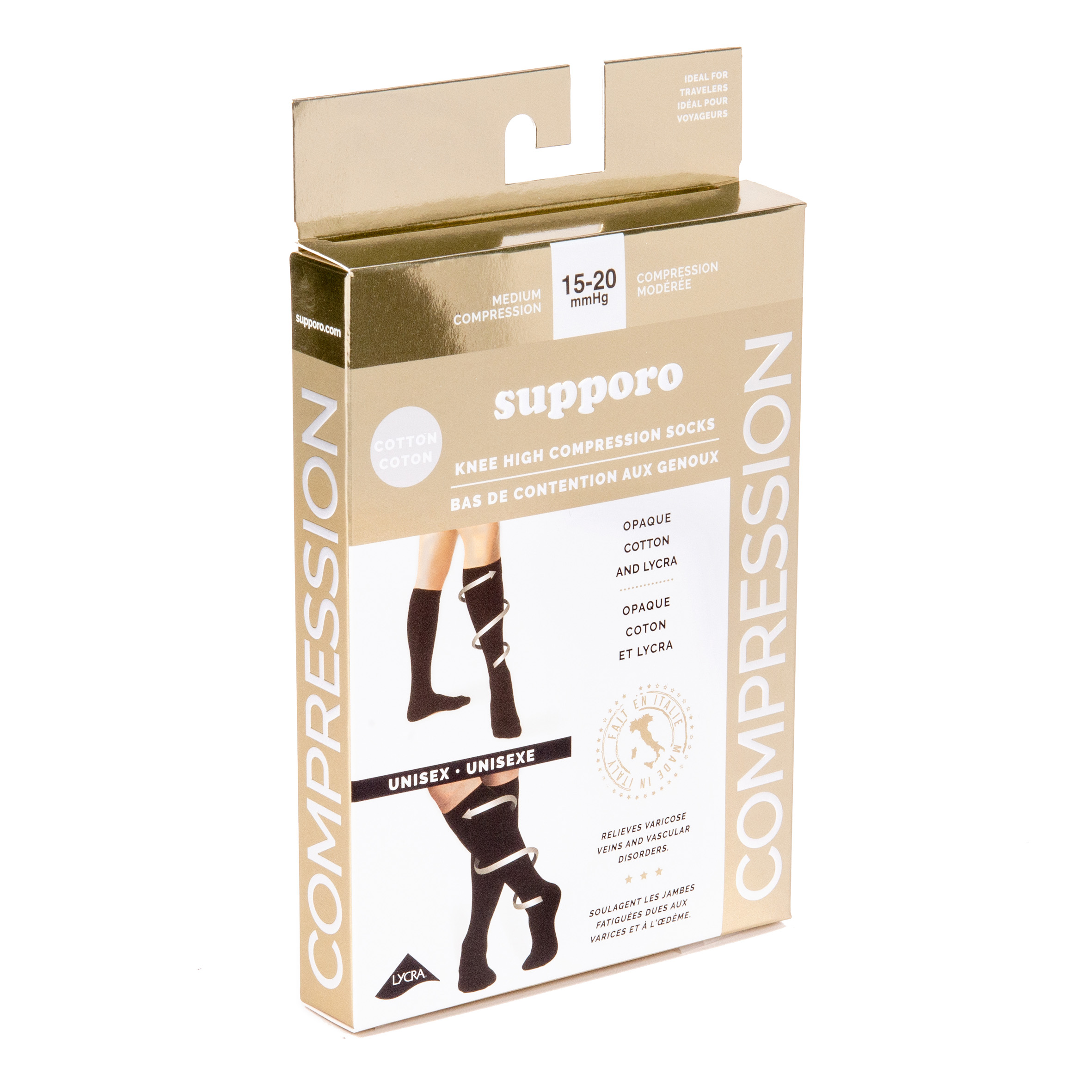 Supporo Cotton Knee-high Compression Socks, 15-20 mmHg