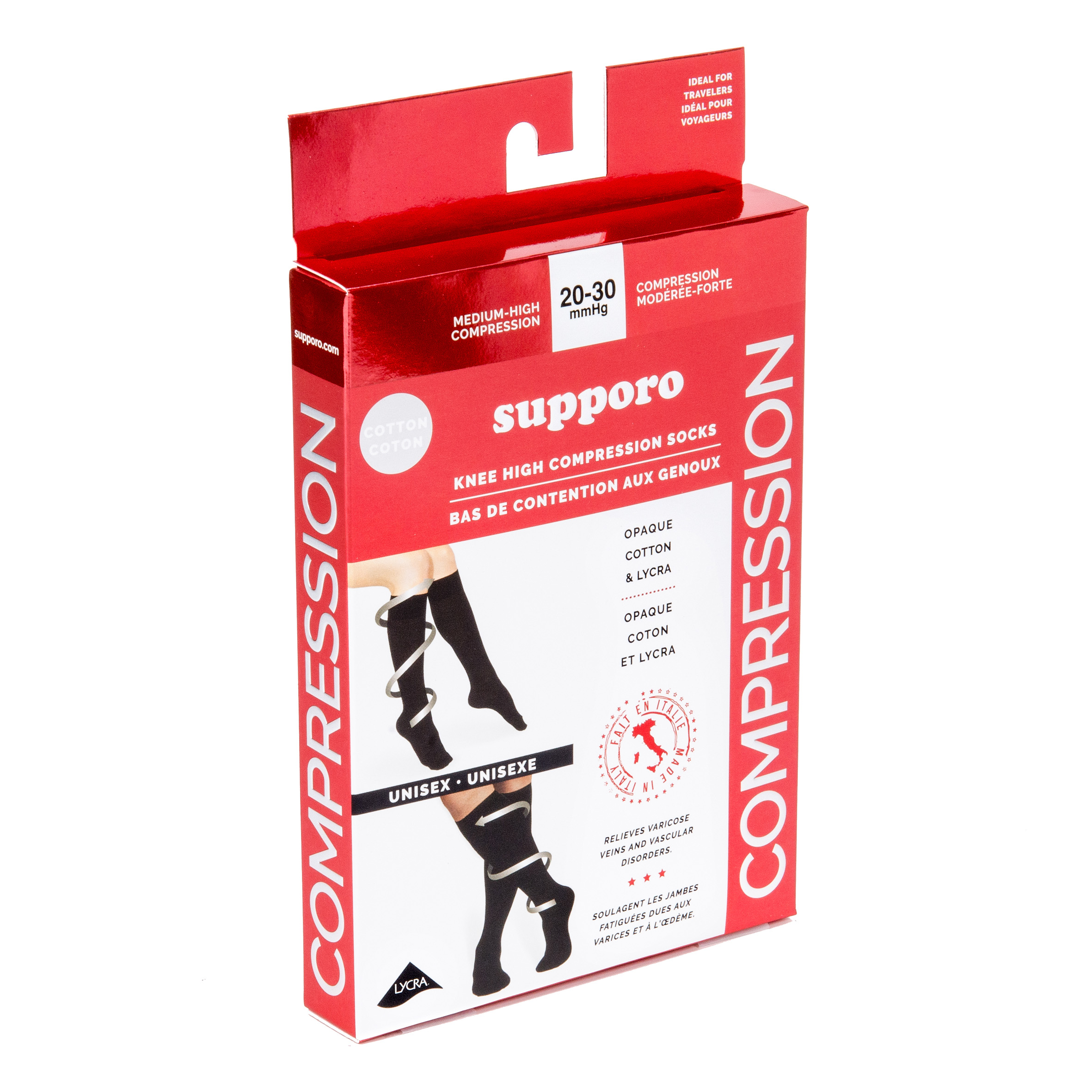 Supporo Cotton Knee-high Compression Socks, 20-30 mmHg
