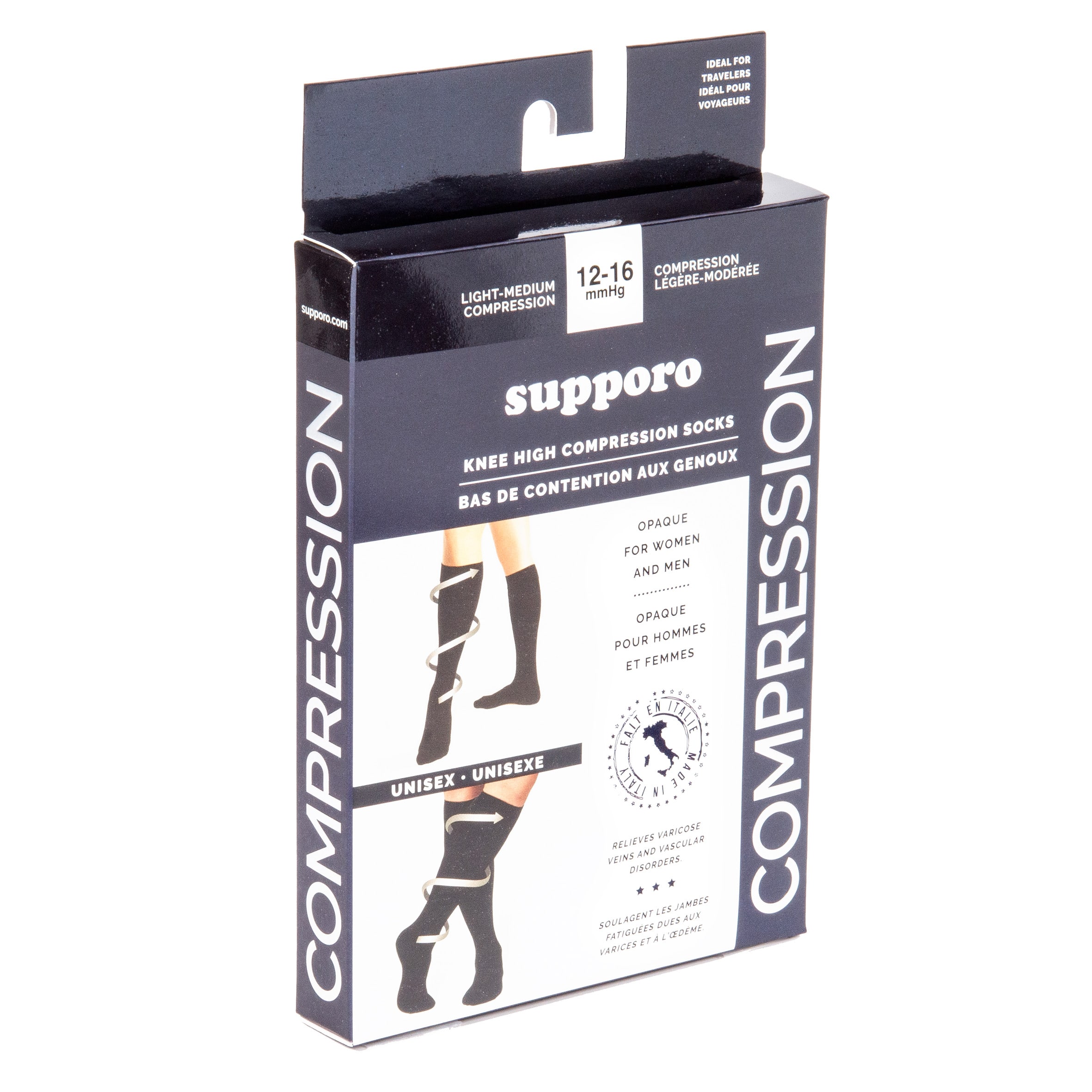 Supporo Opaque Knee-high Compression Socks, 12-16 mmHg
