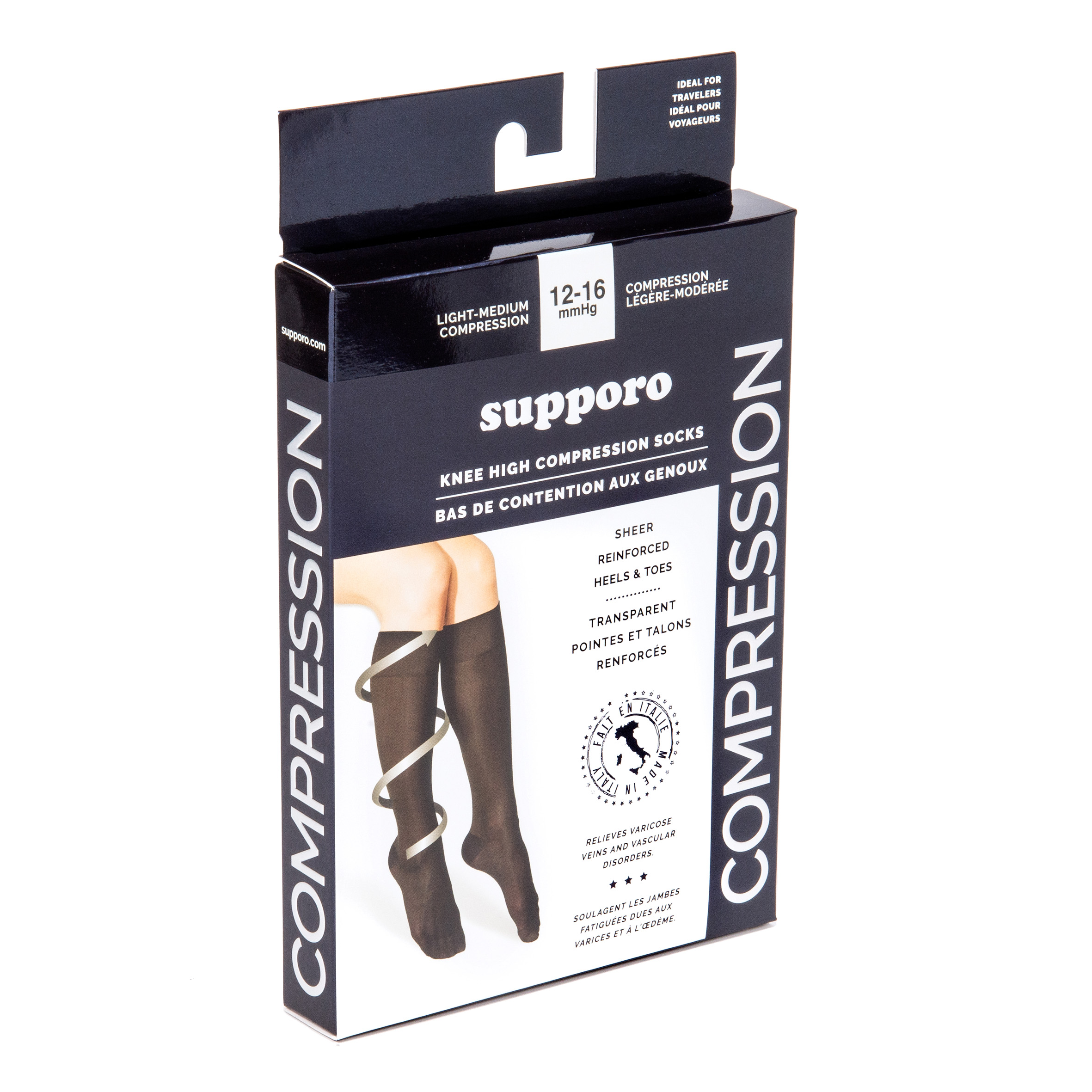 Supporo Sheer Knee-high Compression Socks, 12-16 mmHg