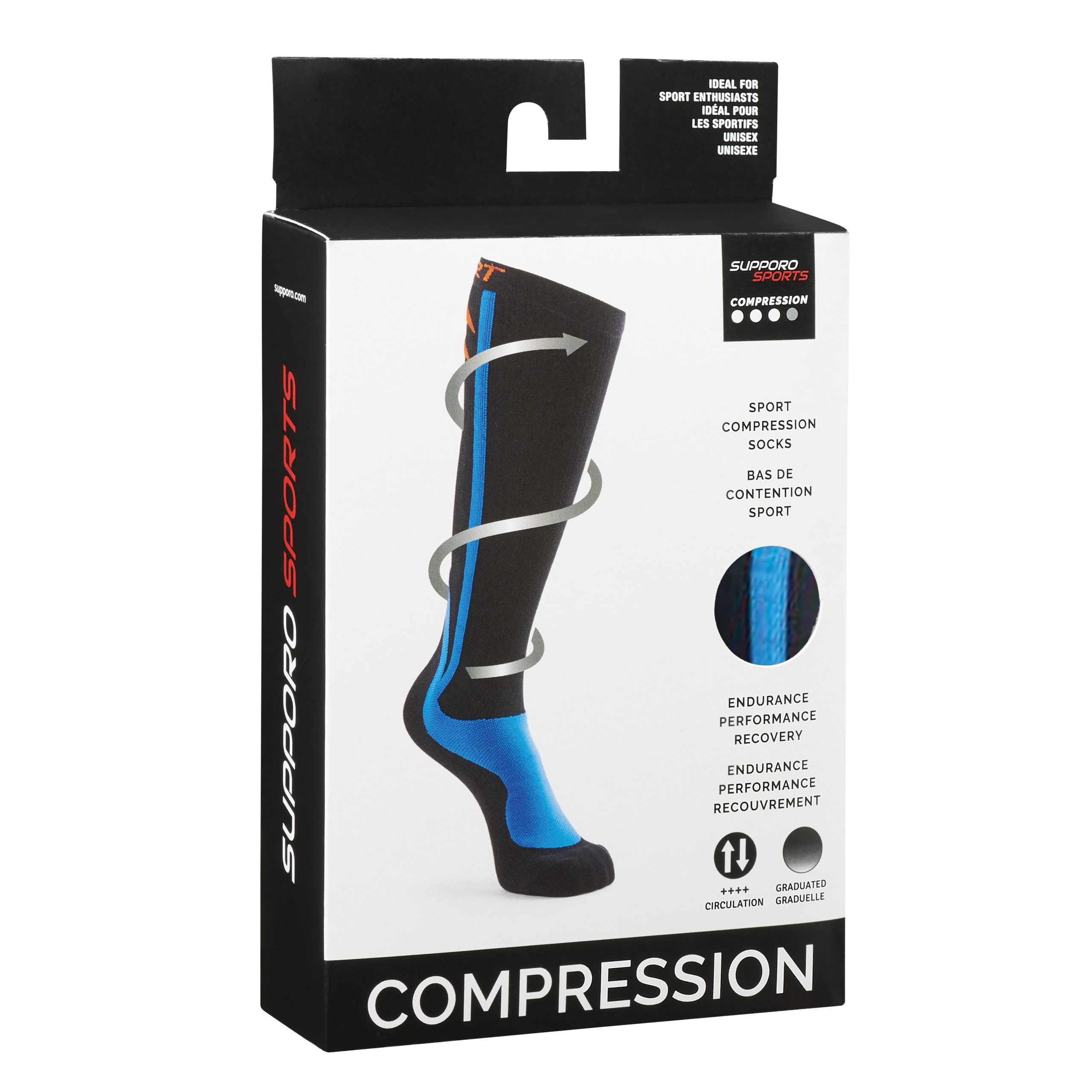Supporo Unisex Compression Sports Socks Black and Blue