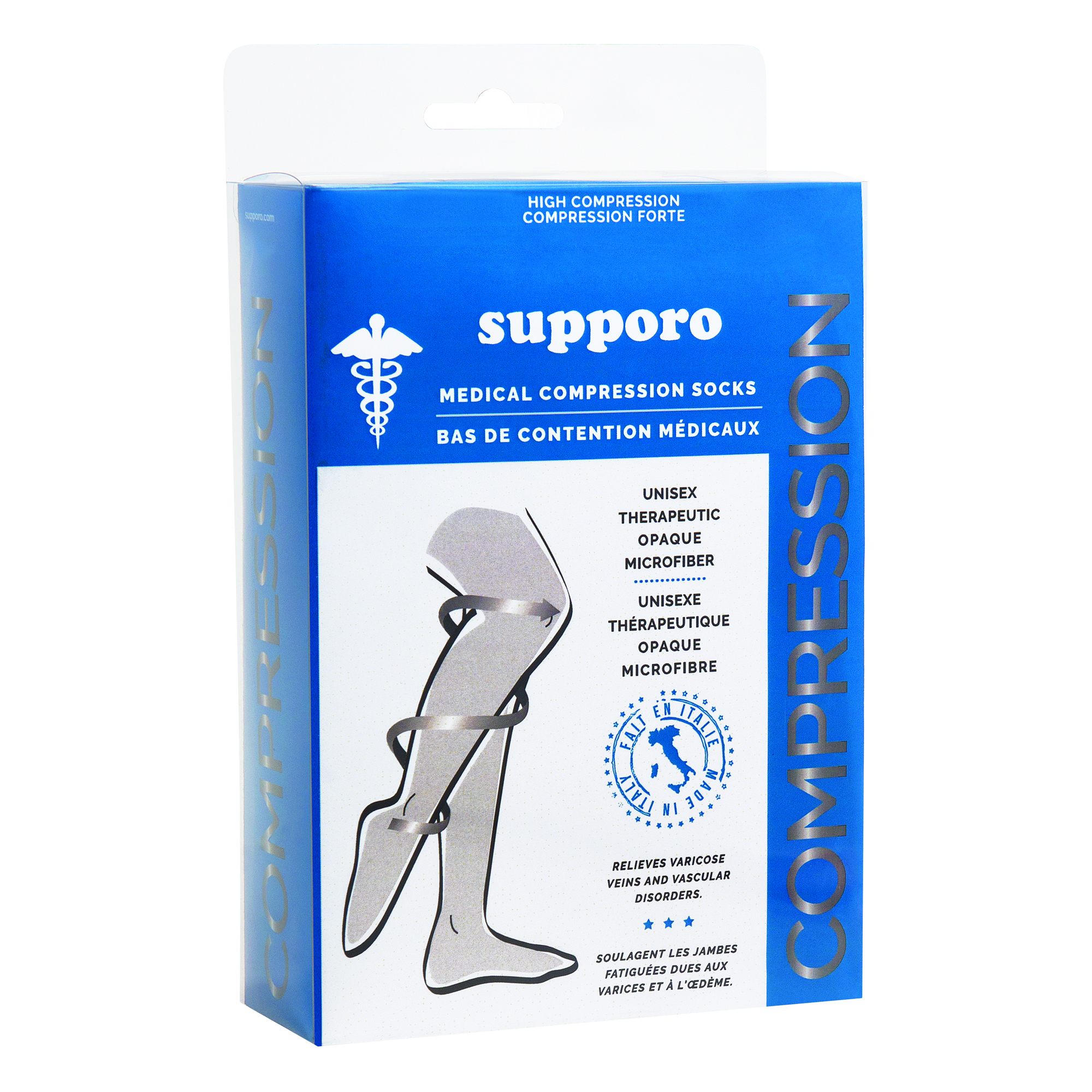 Supporo Short Medical Compression Knee-highs with Open Toes- 30-40 mmHg